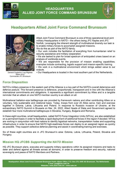 JFC Brunssum Fact sheet